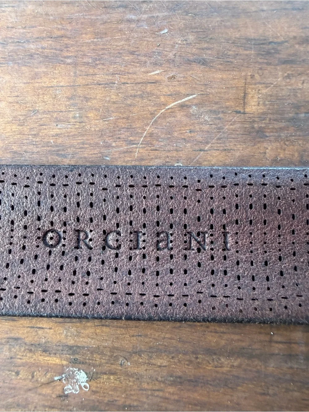 Orciani Brown Perforated Leather Belt with Silver Buckle Size 36 100CM Italy EUC